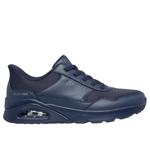 Skechers Men's Uno Banksia Navy Fashion Sneaker with Hands Free Slip-ins Technology, Air-Cooled Memory Foam Insole, and Visible Skech-Air Airbag Midsole. Available in Size 40. Skechers Men's Uno Banksia Navy Fashion Sneaker with Hands Free Slip-ins Technology, Air-Cooled Memory Foam Insole, and Visible Skech-Air Airbag Midsole. Available in Size 40.
