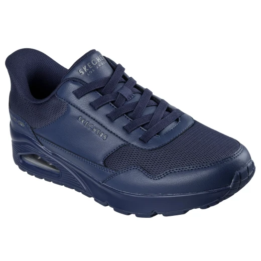 Skechers Men's Uno Banksia Navy Fashion Sneaker with Hands Free Slip-ins, Air-Cooled Memory Foam Insole, and Visible Skech-Air Midsole 45 / Navy Size, No-Tie Fit - Skechers - Image 3