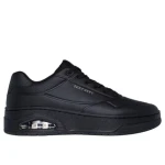 Skechers Men's Uno Court Lace Up Fashion Sneaker Black Featuring Duraleather Upper Cushioned Air Cooled Memory Foam Insole Visible Skech Air Airbag Midsole Size 41 Streetwear Style - Skechers