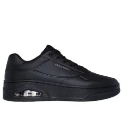 Skechers Men's Uno Court Lace Up Fashion Sneaker Black Featuring Duraleather Upper Cushioned Air Cooled Memory Foam Insole Visible Skech Air Airbag Midsole Size 41 Streetwear Style