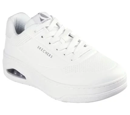 Skechers Street Men's Uno Court Lace Up Fashion Sneaker White 45 Featuring Air Cooled Memory Foam Insole and Visible Skech Air Midsole Durable Leather Upper Style 183145 WHT - Skechers - Image 3