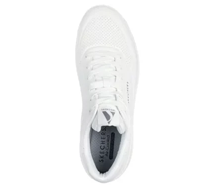 Skechers Street Men's Uno Court Lace Up Fashion Sneaker White 45 Featuring Air Cooled Memory Foam Insole and Visible Skech Air Midsole Durable Leather Upper Style 183145 WHT - Skechers - Image 4
