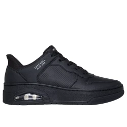Skechers Men's Uno Court Slip On Sneakers Black 40 with Air Cooled Memory Foam Insole and Visible Skech Air Midsole Durable Leather Design for Comfort and Style