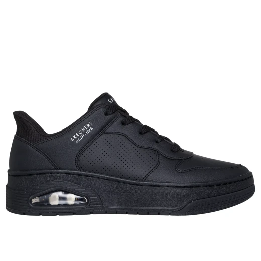 Skechers Men's Uno Court Slip On Sneakers Black 40 with Air Cooled Memory Foam Insole and Visible Skech Air Midsole Durable Leather Design for Comfort and Style - Skechers - Image 2