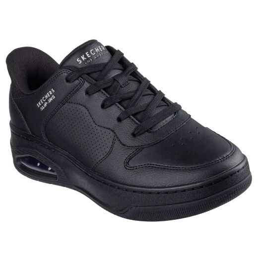 Skechers Men's Uno Court Slip On Sneakers Black 40 with Air Cooled Memory Foam Insole and Visible Skech Air Midsole Durable Leather Design for Comfort and Style - Skechers - Image 3