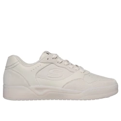 Skechers Koopa Court Volley Low Varsity Men's Sneakers: Leather Upper, Air Cooled Memory Foam Insole, Suede Overlays, Size 40, Natural Color