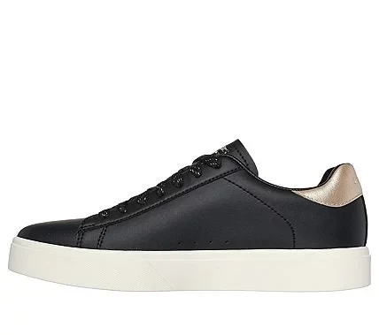 Skechers Women's Eden LX Gleaming Hearts Sneakers Featuring JGoldcrown #Lovewall Design Metallic Heart Print Duraleather Upper Platform Midsole 38.5 Black Lace Up Comfort Sneakers - Skechers - Image 3