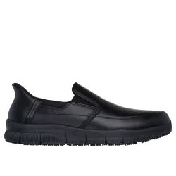 Skechers Men's Nampa Broxtin Work Slip Resistant Black Leather Shoes