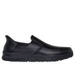 Skechers Men's Nampa Broxtin Work Shoes Black 42 Slip Resistant Hands Free Slip ins with Air Cooled Memory Foam Insole Smooth Leather Upper Double Gore Panels Comfort Safety - Skechers