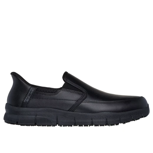 Skechers Men's Nampa Broxtin Work Slip Resistant Leather Shoes with Air-Cooled Memory Foam Insole 44 Black Comfortable Hands Free Slip-ins Heel Pillow Technology - Skechers - Image 2