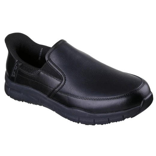 Skechers Men's Nampa Broxtin Work Slip Resistant Leather Shoes with Air-Cooled Memory Foam Insole 44 Black Comfortable Hands Free Slip-ins Heel Pillow Technology - Skechers - Image 3