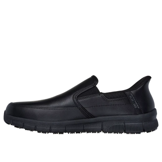 Skechers Men's Nampa Broxtin Work Slip Resistant Leather Shoes with Air-Cooled Memory Foam Insole 44 Black Comfortable Hands Free Slip-ins Heel Pillow Technology - Skechers - Image 5