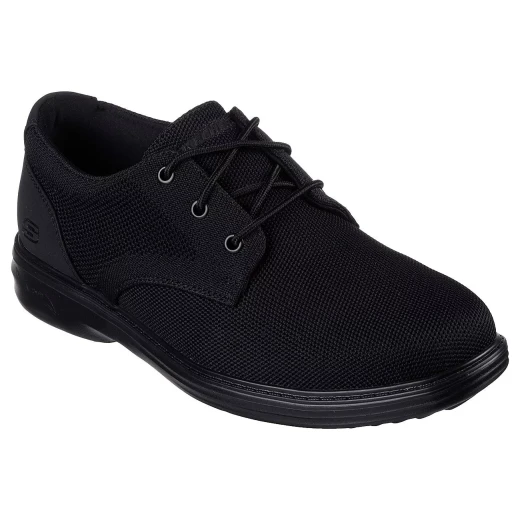 Skechers Arch Fit Ogden Rupert Men's Lace Up Shoes Black Knit Upper Classic Design Removable Arch Fit Comfort Insole Size 42 Comfortable Semi Formal Style - Skechers - Image 3