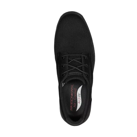 Skechers Arch Fit Ogden Rupert Men's Lace Up Shoes Black Knit Upper Classic Design Removable Arch Fit Comfort Insole Size 42 Comfortable Semi Formal Style - Skechers - Image 4