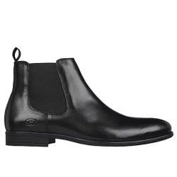 Skechers Men's Trentmore Heights Chelsea Boot Smooth Leather Upper Plain Toe Twin Gore Panels Air-Cooled Memory Foam Insole 40 Black Classic Fit