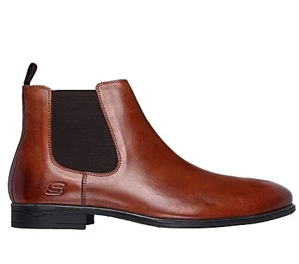 Skechers Men's Trentmore Heights Chelsea Boot Brown Leather Classic Fit with Air Cooled Memory Foam Insole 42.5 Dressy Versatile Comfortable Twin Gore Panels for Easy Wear - Skechers - Image 2