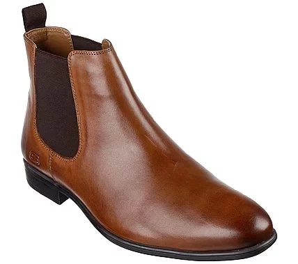 Skechers Trentmore Heights Men's Chelsea Boots Brown Leather Classic Fit with Air Cooled Memory Foam Insole 43 Dressy Versatile Comfortable Stylish Pull On Ankle Boots 204854 COG - Skechers - Image 3