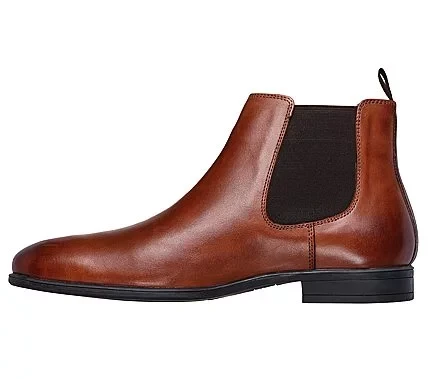 Skechers Trentmore Heights Men's Chelsea Boots Brown Leather Classic Fit with Air Cooled Memory Foam Insole 43 Dressy Versatile Comfortable Stylish Pull On Ankle Boots 204854 COG - Skechers - Image 4