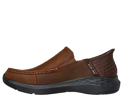 Skechers Men's Slip-ins Parson Oswin Comfort Shoes Brown Leather Laceless Moc Toe Design with Heel Pillow Relaxed Fit Air Cooled Memory Foam Insole Size 41 - Skechers - Image 12