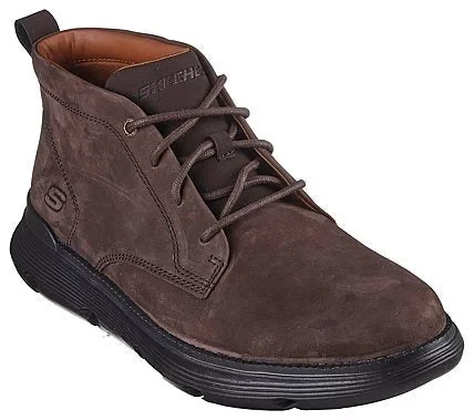 Skechers Men's Garza Fontaine Lace Up Boot Charcoal Infused Leather Upper Air Cooled Memory Foam Insole Goga Mat Arch Support Classic Fit 40 Chocolate, SKU 204903 - Skechers - Image 10