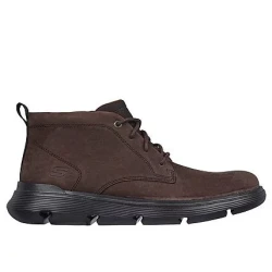 Skechers Men's Garza Fontaine Lace Up Boot Charcoal Infused Leather Upper Air Cooled Memory Foam Insole Goga Mat Arch Support Classic Fit 40 Chocolate, SKU 204903