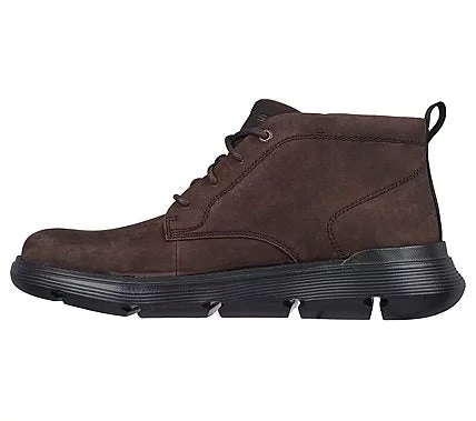 Skechers Men's Garza Fontaine Lace Up Boot Charcoal Infused Leather Upper Air Cooled Memory Foam Insole Goga Mat Arch Support Classic Fit 40 Chocolate, SKU 204903 - Skechers - Image 3