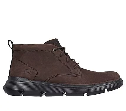 Skechers Men's Garza Fontaine Lace Up Boot Charcoal Infused Leather Upper Air Cooled Memory Foam Insole Goga Mat Arch Support Classic Fit 40 Chocolate, SKU 204903 - Skechers - Image 5