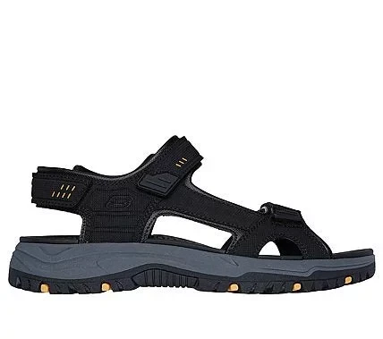 صنادل سكيتشرز بريويت للرجال باللون البني مع 3 أحزمة قابلة للتعديل ونعل داخلي من Lux Foam. توفر راحة طوال اليوم للرجال مقاس 46 صنادل مفتوحة عند الأصابع. جزء علوي صناعي متين. - سكيتشرز - Image 5