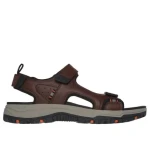 Skechers Men's Prewitt Rigdon Vegan Sandals with 3 Adjustable Straps in Brown, Featuring Luxe Foam Footbed, Size 41, for All Day Travel Comfort - Skechers