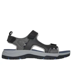 Skechers Men's Relaxed Fit Prewitt Rigdon Vegan Sandal with 3 Adjustable Straps and Luxe Foam Footbed Grey Color Size 41 Comfort for Travel
