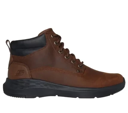 Skechers Men's Relaxed Fit Parson Ederic Leather Casual Boot with Charcoal Infused Memory Foam Insole and Goga Mat Arch Support BROWN 42.5 - Skechers - Image 3