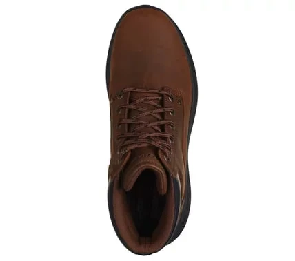 Skechers Relaxed Fit Parson Ederic Men's Lace Up Casual Boots Brown Leather Charcoal Infused Air Cooled Memory Foam Insole Goga Mat Arch Cushioning Support 205175 - Skechers - Image 4