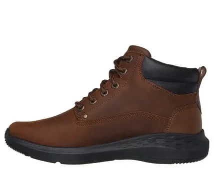 Skechers Relaxed Fit Parson Ederic Men's Lace Up Casual Boots Brown Leather Charcoal Infused Air Cooled Memory Foam Insole Goga Mat Arch Cushioning Support 205175 - Skechers - Image 5