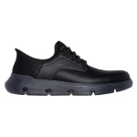 Skechers Men's Garza Oxford Shoes Black Leather 40 Featuring Air Cooled Memory Foam Insole Goga Mat Arch Support Comfortable Business Casual Style With Stretch Laces SKU 205278 BBK - Skechers