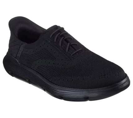 Skechers Hands Free Slip-ins Garza Palma Men's Wingtip Shoes Classic Fit Engineered Knit Upper with Stretch Laces Charcoal Infused Air Cooled Memory Foam Insole 40 Black - Skechers - Image 3