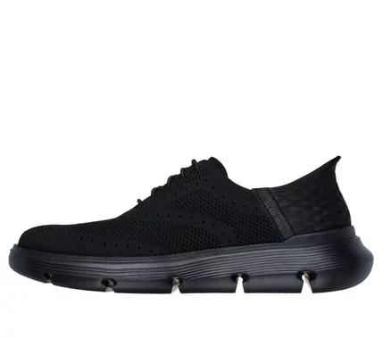 Skechers Hands Free Slip-ins Garza Palma Men's Wingtip Shoes Classic Fit Engineered Knit Upper with Stretch Laces Charcoal Infused Air Cooled Memory Foam Insole 40 Black - Skechers - Image 9