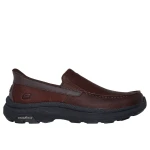 Skechers Men's Hands Free Slip-ins Relaxed Fit Pollard Osgood Loafer Brown Leather Moccasin 46 Featuring Air Cooled Memory Foam Insole Memory Arch Support Goodyear Rubber Outsole - Skechers