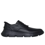Skechers Hands Free Slip-ins Garza Duran Men's Slip On Shoes Black Leather 40 with Charcoal Infused Air Cooled Memory Foam Insole and Memory Arch Support Fixed Stretch Laces - Skechers