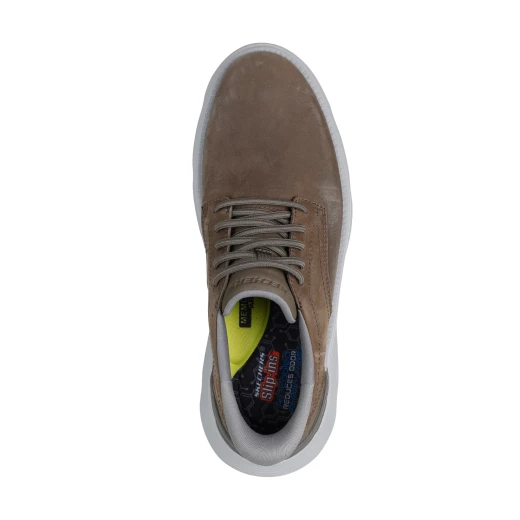 Skechers Men's Garza Duran Slip On Shoes Taupe Leather Upper with Hands Free Slip ins Technology, Charcoal Infused Memory Foam Insole, and Memory Arch Support, Size 41 - Skechers - Image 5