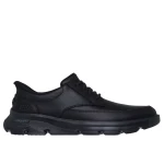 Skechers Men's Arch Fit Garza Relaxed Fit Slip-ins Casual Shoes Black Leather Synthetic Upper With Fixed Stretch Laces and Air Cooled Arch Fit Insole Size 40 Business Casual Style - Skechers
