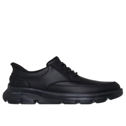 Skechers Men's Arch Fit Garza Relaxed Fit Slip-ins Casual Shoes Black Leather Synthetic Upper With Fixed Stretch Laces and Air Cooled Arch Fit Insole Size 40 Business Casual Style
