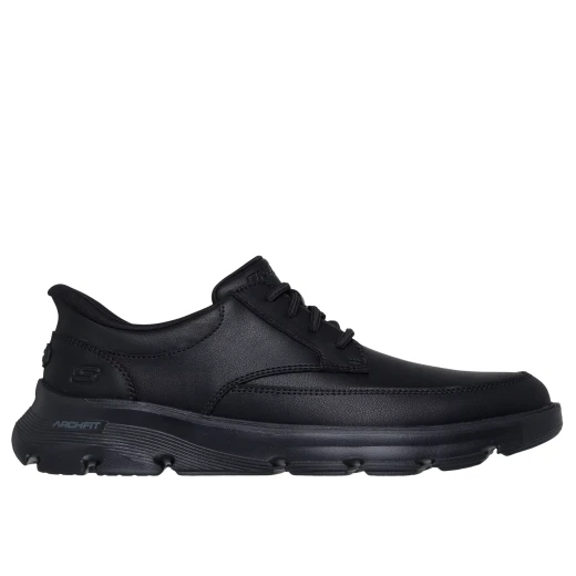 Skechers Men's Arch Fit Garza Relaxed Fit Slip-ins Casual Shoes Black Leather Synthetic Upper With Fixed Stretch Laces and Air Cooled Arch Fit Insole Size 40 Business Casual Style - Skechers - Image 2