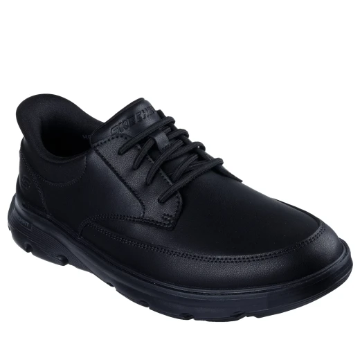 Skechers Men's Arch Fit Garza Relaxed Fit Slip-ins Casual Shoes Black Leather Synthetic Upper With Fixed Stretch Laces and Air Cooled Arch Fit Insole Size 40 Business Casual Style - Skechers - Image 3