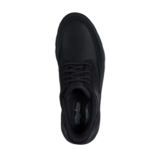 Skechers Men's Arch Fit Garza Rowan Slip In Shoes Black Leather Synthetic Upper With Fixed Stretch Laces And Air Cooled Arch Fit Insole Size 42 For Business Casual Wear - Skechers - Image 5