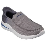 Skechers Men's Slip-ins Delson 3.0 Cabrino Grey Slip On Shoes with Heel Pillow, Classic Fit, Air Cooled Memory Foam Insole, and Goga Mat Arch Cushioning. Size 42. - Skechers