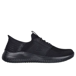 Skechers Men's Delson 3.0 Slip-ins Black Shoes with Air-Cooled Memory Foam 40 Featuring Heel Pillow and Goga Mat Arch Support Classic Fit Engineered Knit and Synthetic Upper