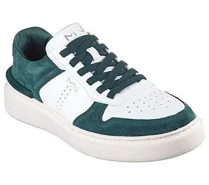 Mark Nason Skechers Men's Record 2.0 Hollows White Leather Court Sneaker with Stretch Laces, Memory Foam Lux Insole, and Rubber Heel Cup Detail - Size 45 - Skechers - Image 3