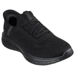 Skechers Men's Slip-ins Relaxed Fit Slade Quinto Walking Shoes Black 42 Featuring Heel Pillow Breathable Knit Upper Charcoal Infused Memory Foam Insole Goga Mat Arch Support - Skechers