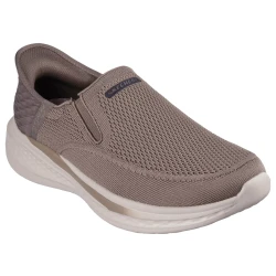 Skechers Men's Slip-ins Relaxed Fit Slade Deacon Taupe Walking Shoes with Heel Pillow, Air-Cooled Memory Foam Insole, and Goga Mat Arch Support, Size 40