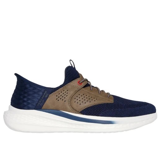 Skechers Men's Slade Slip-ins Relaxed Fit Walking Shoes with Heel Pillow, Charcoal Infused Memory Foam Insole, and Goga Mat Arch Support, Navy, Size 45 - Skechers - Image 2
